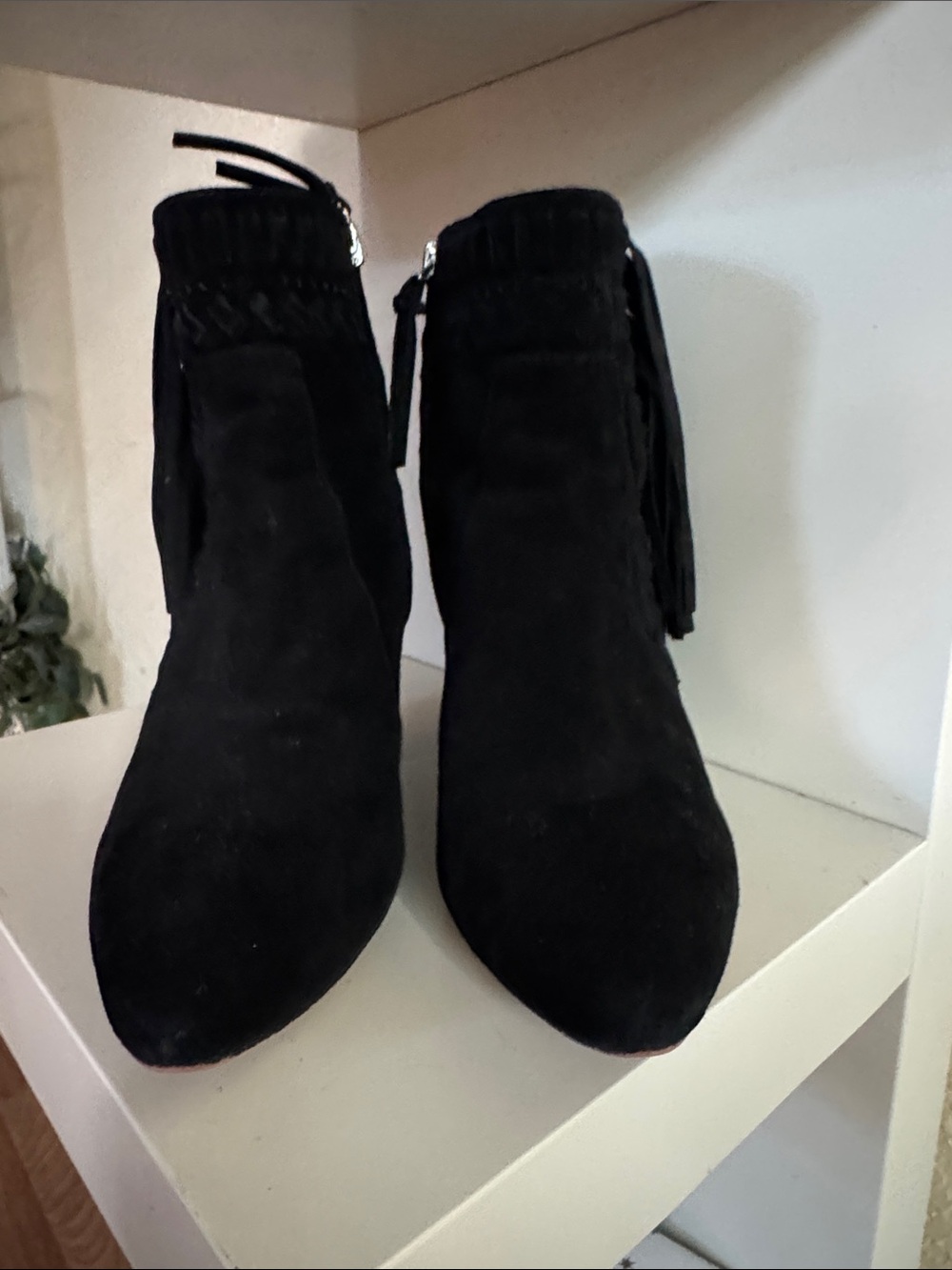 Rebecca Minkoff Black Suede Fringe Ankle Boots